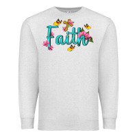 Oatmeal Heather faith with flower and butterfly Premium Sweatshirt - NancyCooperArtShop