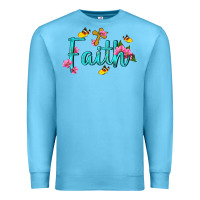 Ocean Blue faith with flower and butterfly Premium Sweatshirt - NancyCooperArtShop