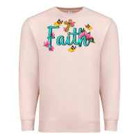 Pale Pink faith with flower and butterfly Premium Sweatshirt - NancyCooperArtShop