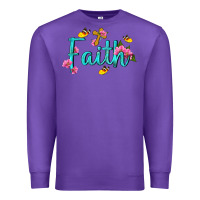 Purple faith with flower and butterfly Premium Sweatshirt - NancyCooperArtShop