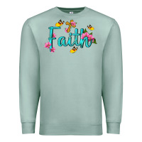 Seafoam faith with flower and butterfly Premium Sweatshirt - NancyCooperArtShop