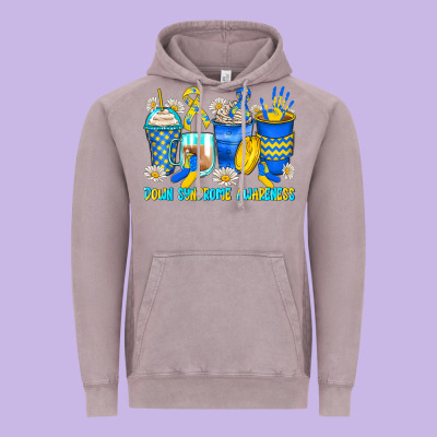 Down Syndrome Coffee Cups Vintage Hoodie Designed By Zillion Design Studio