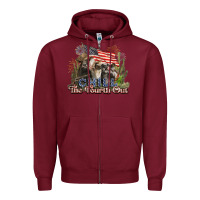 Burgundy chill the fourth out cows 4th july america Zipper Hoodie - NancyCooperArtShop