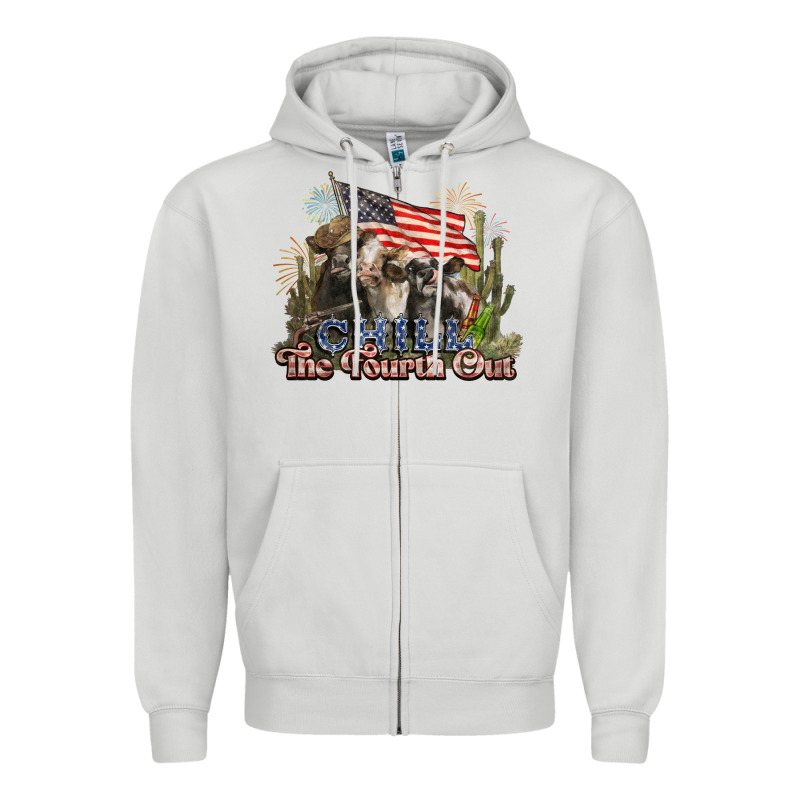 Chill The Fourth Out Cows 4th July America Zipper Hoodie by NancyCooperArtShop | Teevron