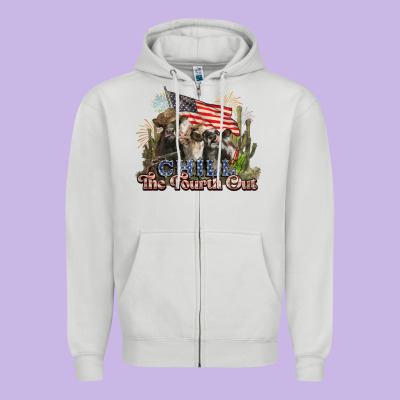 Chill The Fourth Out Cows 4th July America Zipper Hoodie Designed By Nancycooperartshop