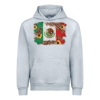 Heather Grey Mexican Flag with Leopard Urban Hoodie - texasbilliewilder