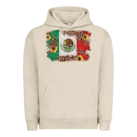 Pigment French Oak Mexican Flag with Leopard Urban Hoodie - texasbilliewilder