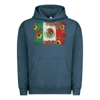 Pigment Midnight Navy Mexican Flag with Leopard Urban Hoodie - texasbilliewilder