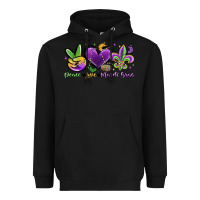 Black peace love mardi gras Heavyweight Hoodie - MaliasSmallBusiness