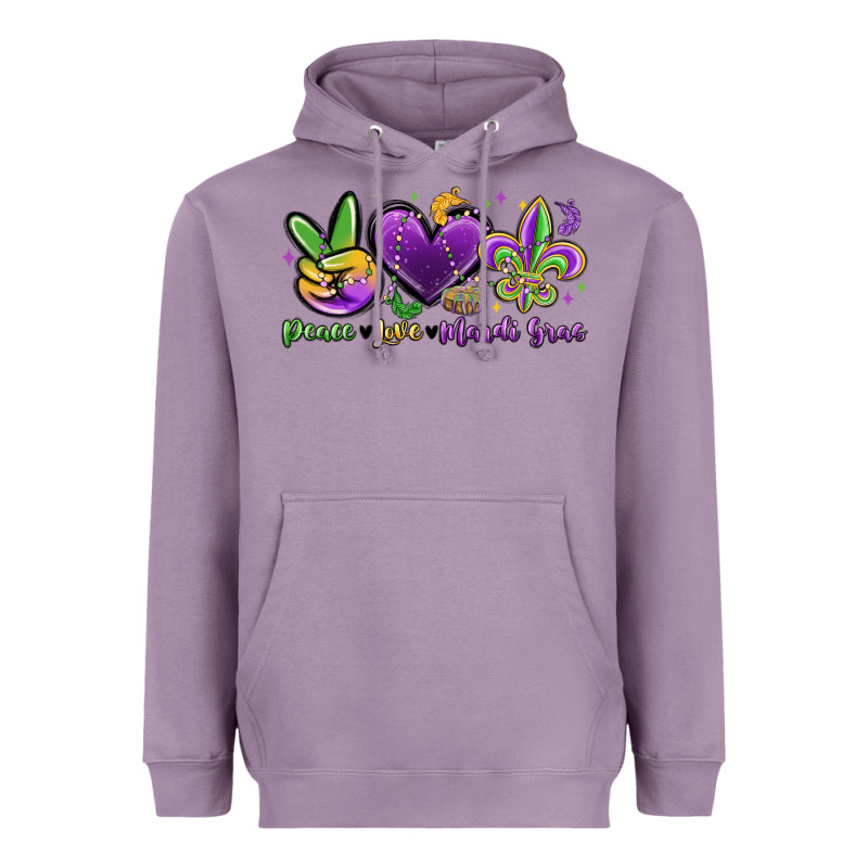 Peace Love Mardi Gras Heavyweight Hoodie by MaliasSmallBusiness | Teevron