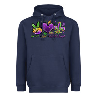 Navy peace love mardi gras Heavyweight Hoodie - MaliasSmallBusiness