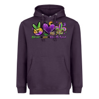 Plum peace love mardi gras Heavyweight Hoodie - MaliasSmallBusiness