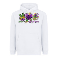 White peace love mardi gras Heavyweight Hoodie - MaliasSmallBusiness
