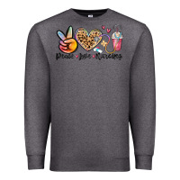 Charcoal Heather peace love nursing Premium Sweatshirt - MaliasSmallBusiness