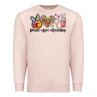 Pale Pink peace love nursing Premium Sweatshirt - MaliasSmallBusiness