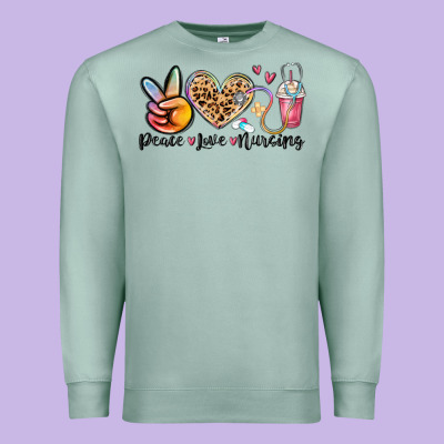 Peace Love Nursing Premium Sweatshirt Designed By Maliassmallbusiness
