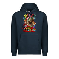 Navy t rex merry rexmas Premium Hoodie - LillyAllenDesigns