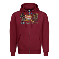 Burgundy faith love freedom usa Zipper Hoodie - NancyCooperArtShop