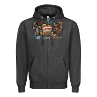 Charcoal Heather faith love freedom usa Zipper Hoodie - NancyCooperArtShop