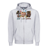 Heather Grey faith love freedom usa Zipper Hoodie - NancyCooperArtShop