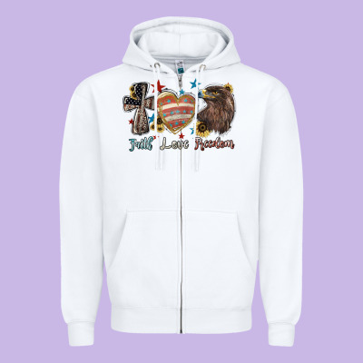 Faith Love Freedom Usa Zipper Hoodie Designed By Nancycooperartshop