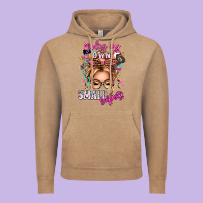 Minding My Own Small Business Blonde Messy Bun Vintage Hoodie Designed By Texasbilliewilder