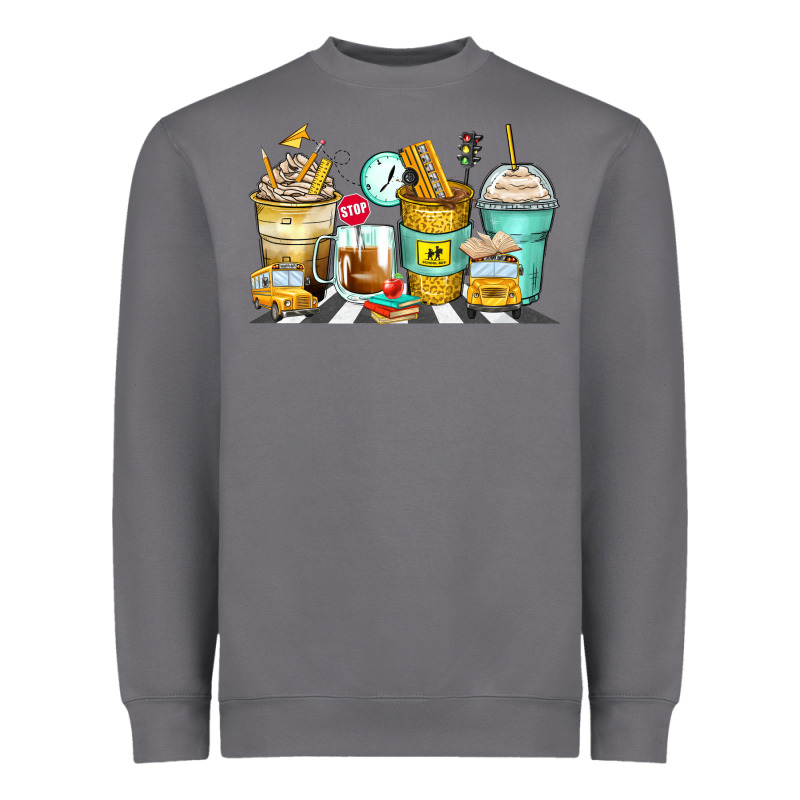School Bus Coffee Cups Heavyweight Sweatshirt by Zillion Design Studio | Teevron
