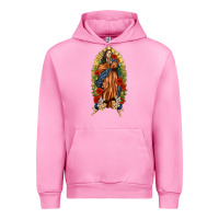 Fuchsia Pink Lady of Guadalupe with Roses Urban Hoodie - texasbilliewilder