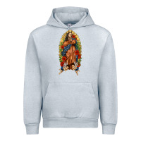 Heather Grey Lady of Guadalupe with Roses Urban Hoodie - texasbilliewilder