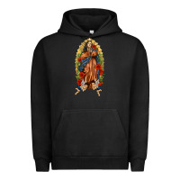 Pigment Black Lady of Guadalupe with Roses Urban Hoodie - texasbilliewilder