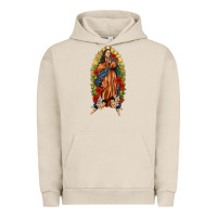 Pigment French Oak Lady of Guadalupe with Roses Urban Hoodie - texasbilliewilder