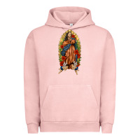 Pigment Salmon Lady of Guadalupe with Roses Urban Hoodie - texasbilliewilder