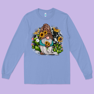 Gnomes Sunflower Cactus Long Sleeve Tee Designed By Jahusdesignshop