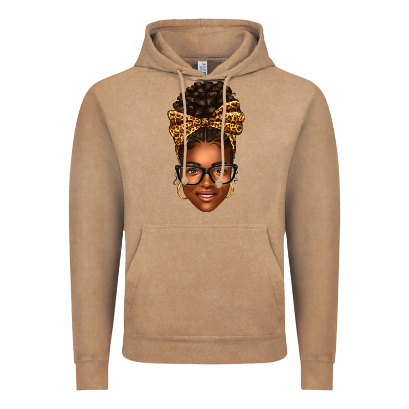 Afro Woman Messy Bun Vintage Hoodie by texasbilliewilder | Teevron