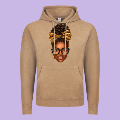 Afro Woman Messy Bun Vintage Hoodie Designed By Texasbilliewilder