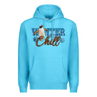 Ocean Blue Winter Chill Penguin Premium Hoodie - LillyAllenDesigns