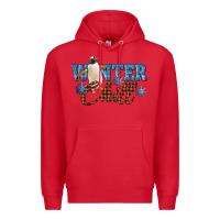 Red Winter Chill Penguin Premium Hoodie - LillyAllenDesigns