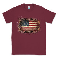 Burgundy Old Leopard American Flag Frame Classic Tee - Bettercallsaul