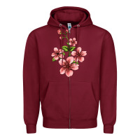 Burgundy pink flowers hibiscus Zipper Hoodie - Jasminsmagicworld