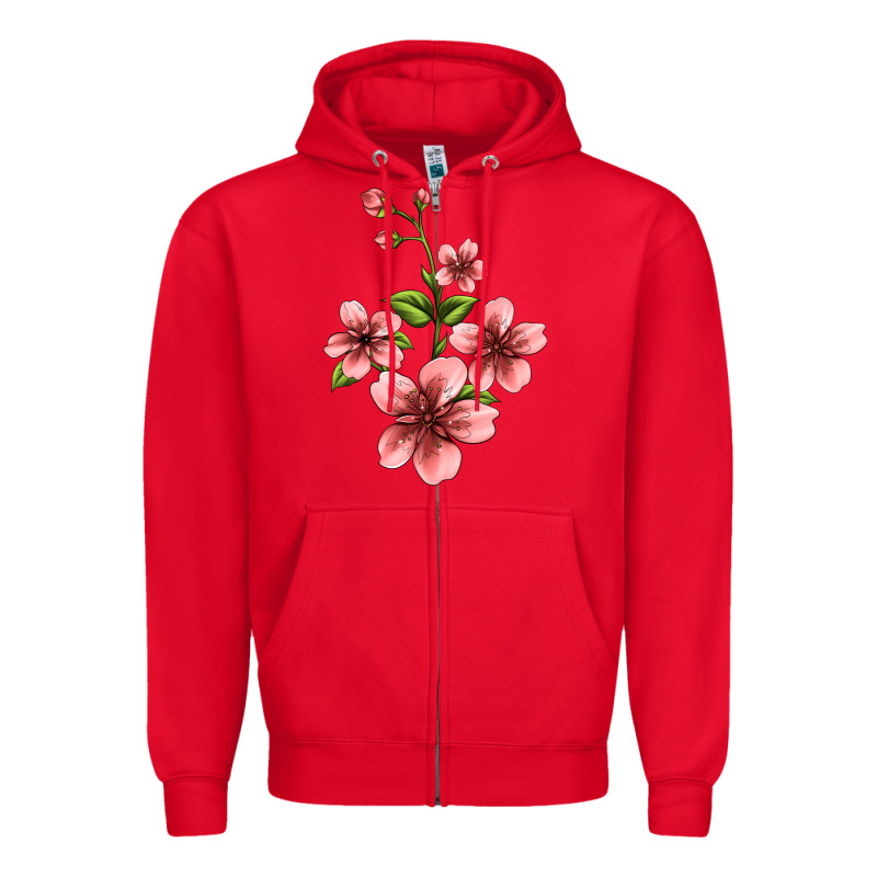 Pink Flowers Hibiscus Zipper Hoodie by Jasminsmagicworld | Teevron