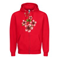 Red pink flowers hibiscus Zipper Hoodie - Jasminsmagicworld