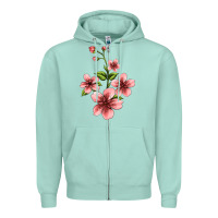 Seafoam pink flowers hibiscus Zipper Hoodie - Jasminsmagicworld