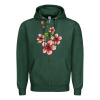 Sports Green pink flowers hibiscus Zipper Hoodie - Jasminsmagicworld
