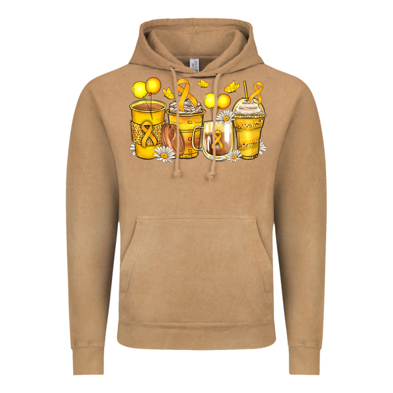 Childhood Cancer Coffee Cups Vintage Hoodie by Zillion Design Studio | Teevron