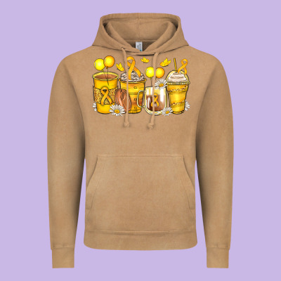 Childhood Cancer Coffee Cups Vintage Hoodie Designed By Zillion Design Studio