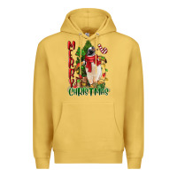 Antique Gold merry christmas penguin Premium Hoodie - LillyAllenDesigns