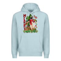 Blue Mist merry christmas penguin Premium Hoodie - LillyAllenDesigns