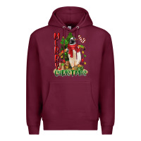 Burgundy merry christmas penguin Premium Hoodie - LillyAllenDesigns