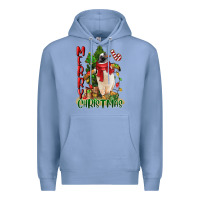 Colony Blue merry christmas penguin Premium Hoodie - LillyAllenDesigns
