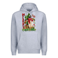 Heather Grey merry christmas penguin Premium Hoodie - LillyAllenDesigns